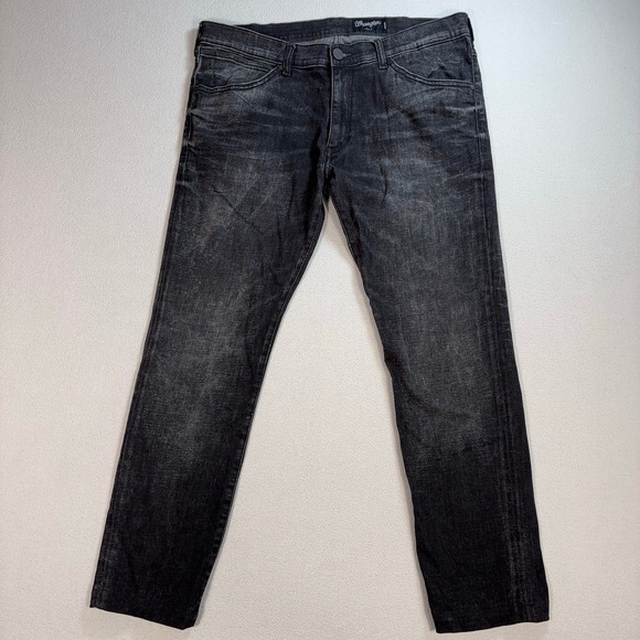 Wrangler Other - Wrangler‎ Bryson Jeans Men's 36x29* Faded Black Distressed Tapered Stretch Denim